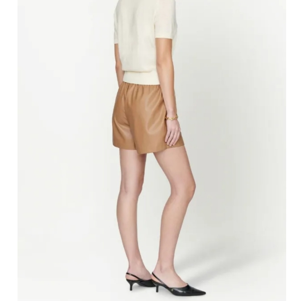 Anine Bing High Waist Shorts in Tan - Picture 4 of 11